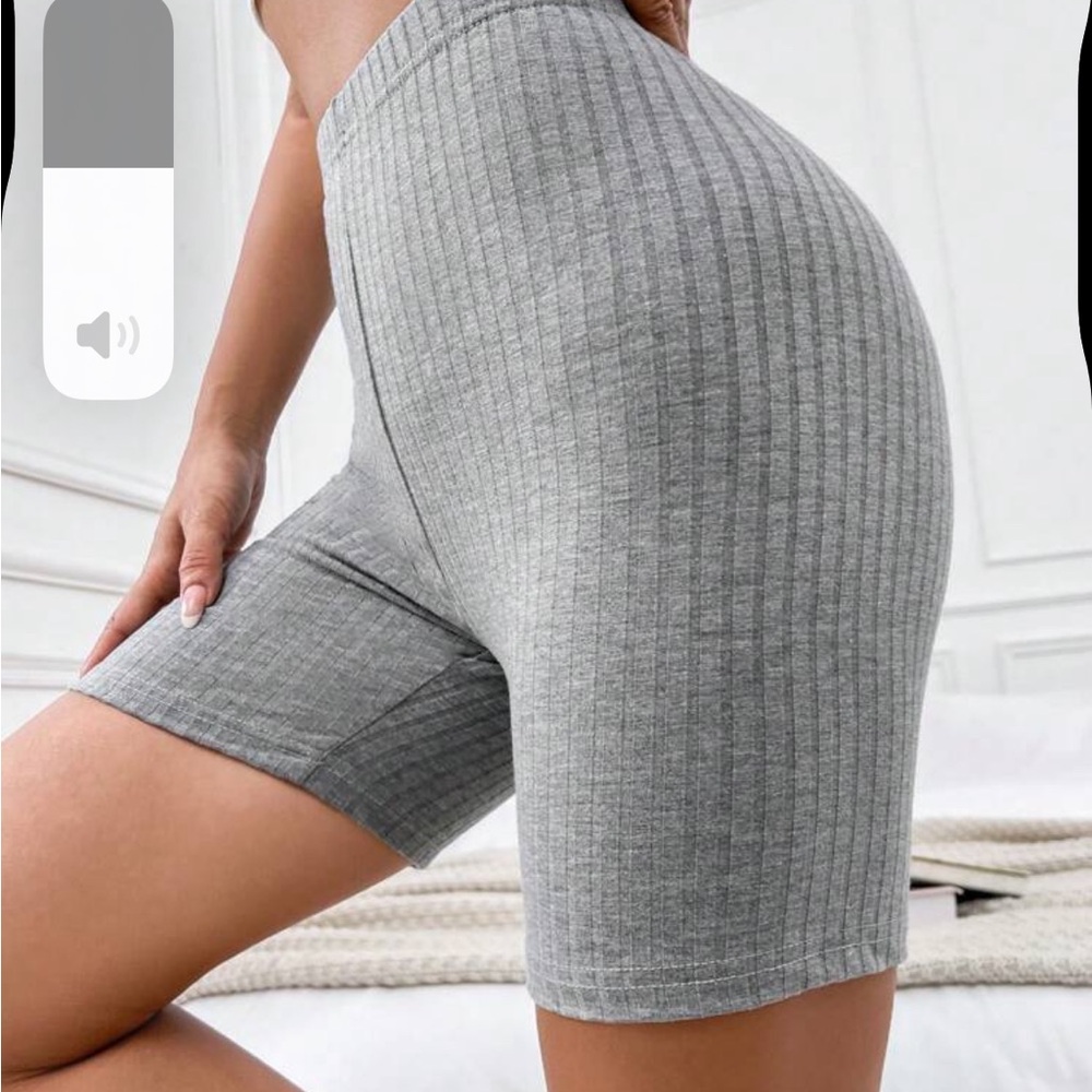 Shein Moosta solid rib knit biker shorts gray - Picture 5 of 6